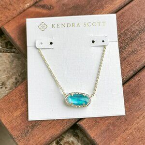 Kendra Scott Elisa Necklace. Gold Aqua Kyocera Opal